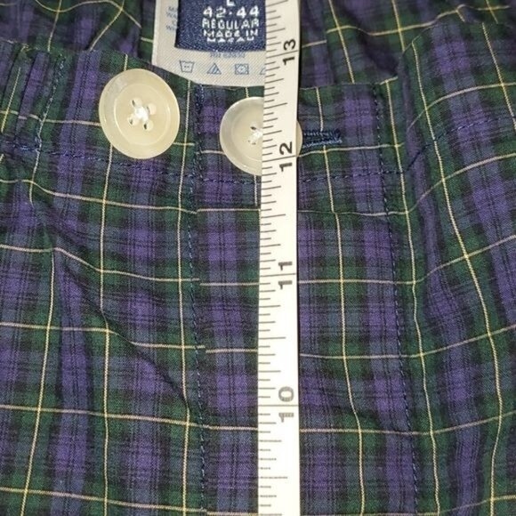 Lands' End Blue Plaid Button Down Top w Pocket & Elastic Waist w Sz L Pajama Set - Picture 15 of 16